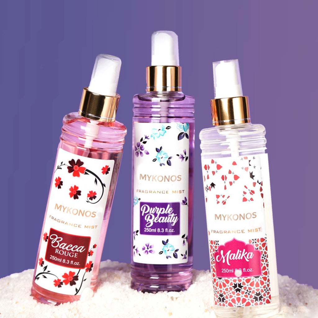 Mykonos Purple Beauty Halal Fragrance Mist – styled shot 1