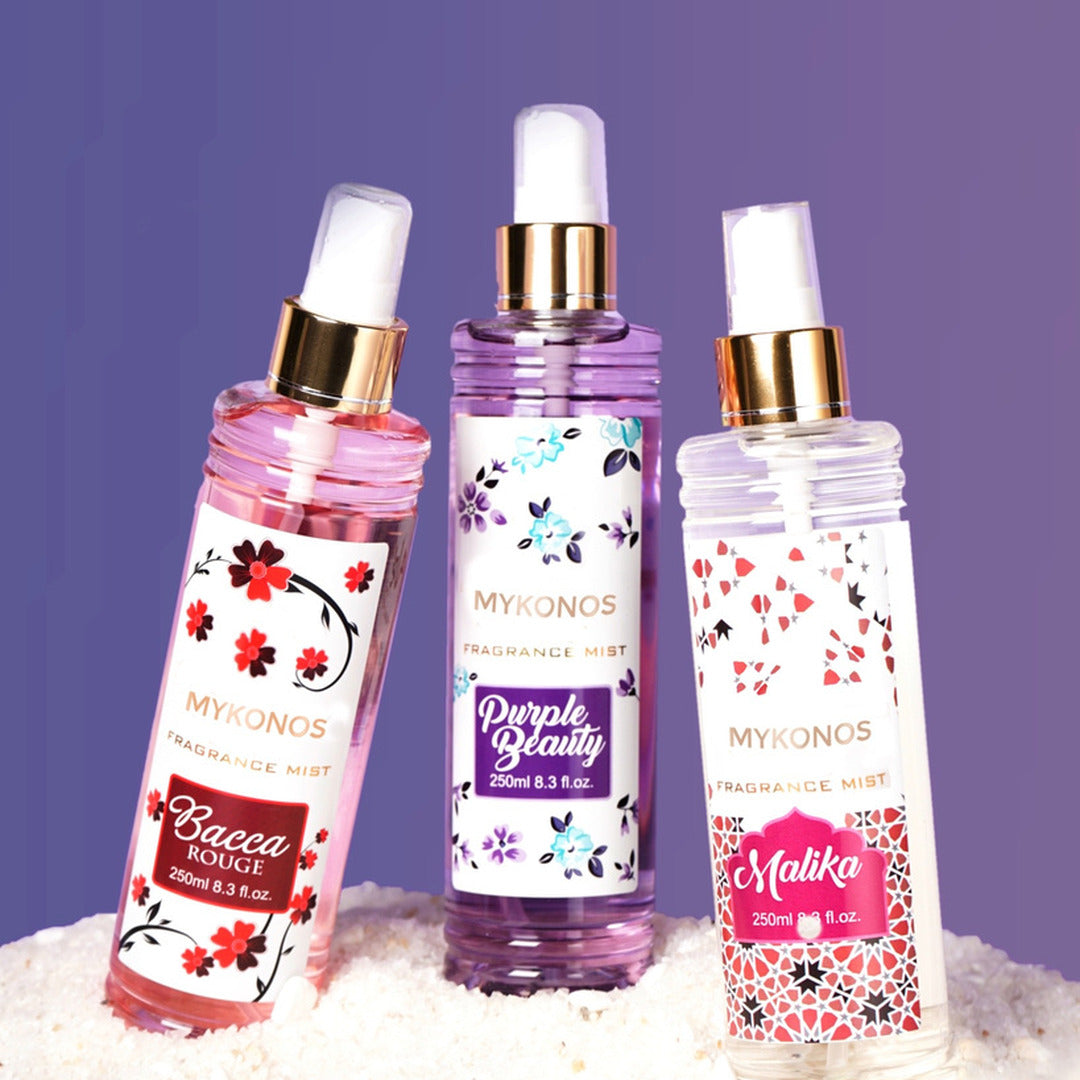 Mykonos Purple Beauty Halal Fragrance Mist – styled shot 1