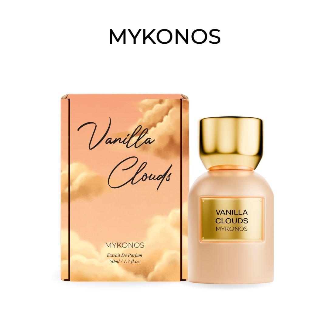 Mykonos Vanilla Clouds Extrait de Parfum – bottle and box